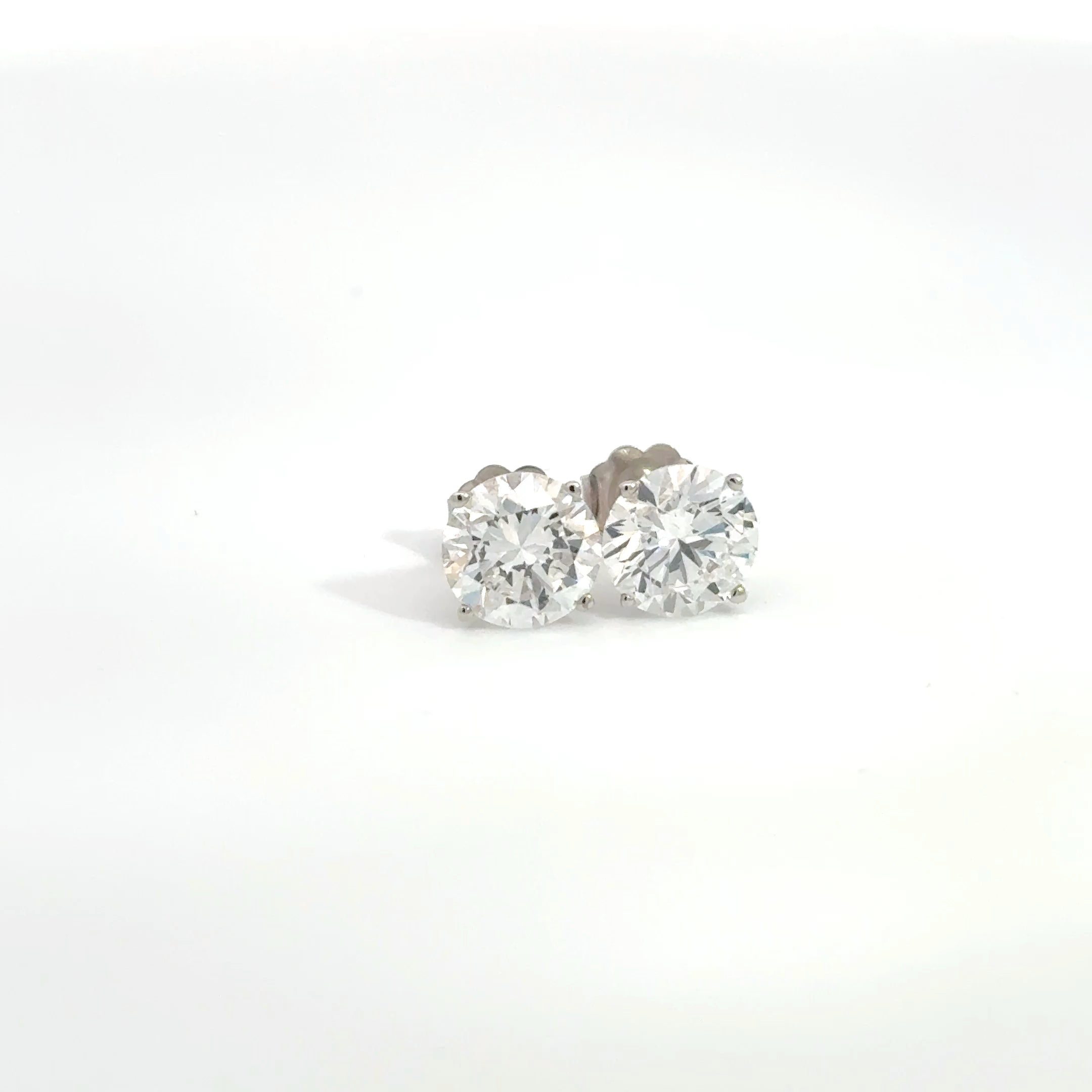 3.00 CTW D–E VS+ Round Lab-Grown Diamond Stud Earrings – 14K White Gold (Friction Backs)