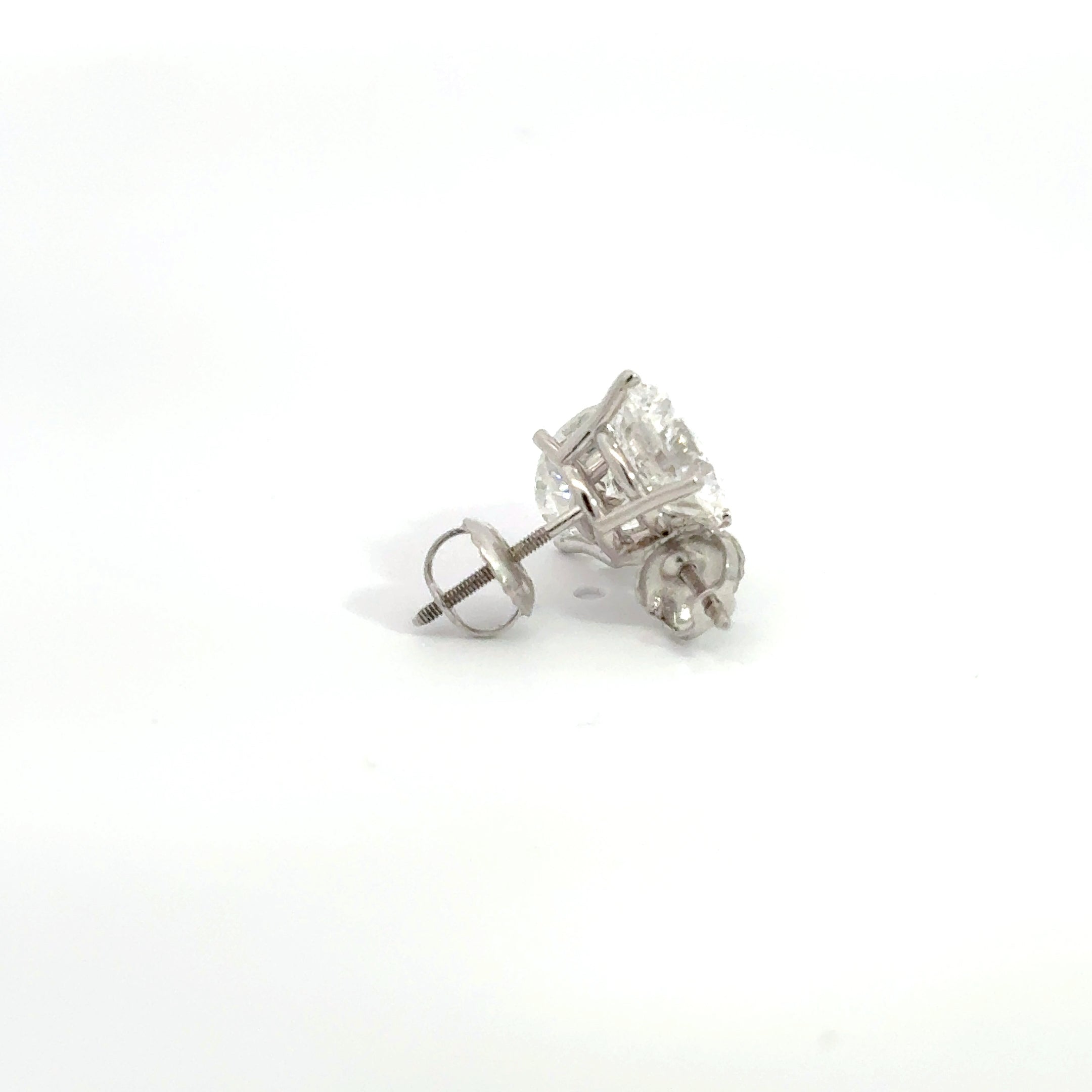 4.00 CTW EF VS1+ Round Lab-Grown Diamond Stud Earrings – IGI Certified – 14K White Gold (Screw Backs)