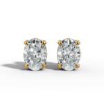 Oval Lab-Grown Diamond Basket-Set Stud Earrings W/ Claw Prongs