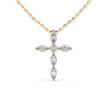 Round and Marquise Lab-Grown Diamond Cross Pendant