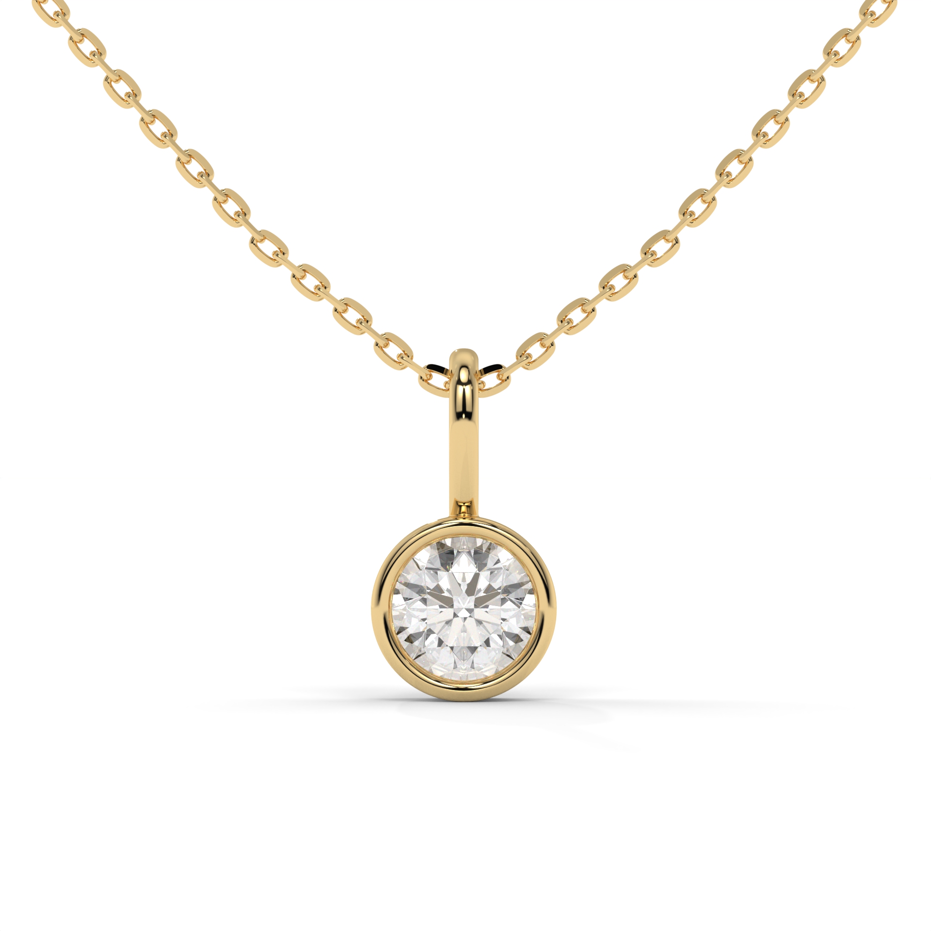 1 (1) Round Lab-Grown Diamond Bezel Pendant - Image 1