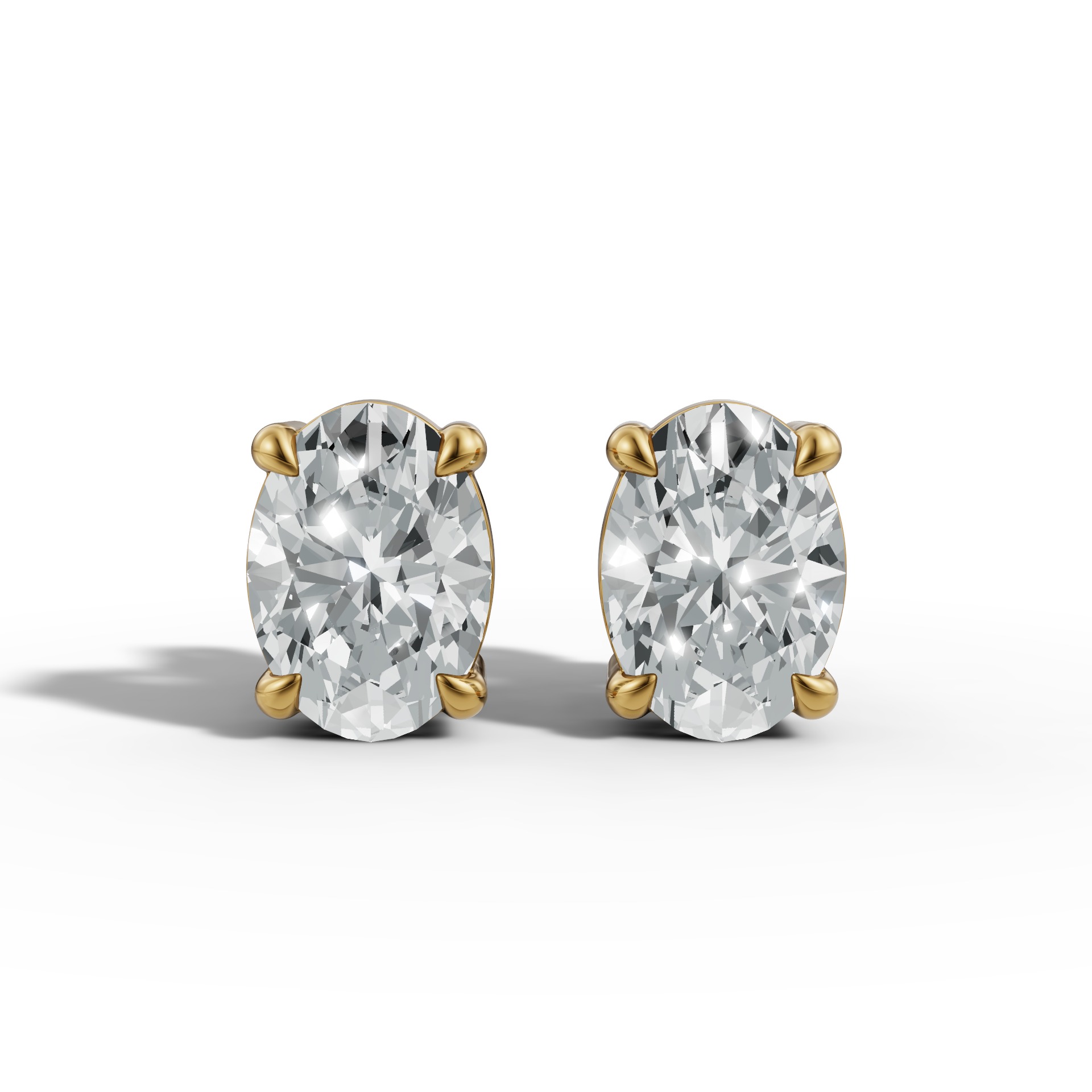 1 (1) Oval Lab-Grown Diamond Basket-Set Stud Earrings W/ Claw Prongs - Image 1