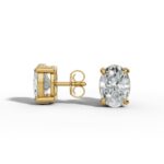 Oval Lab-Grown Diamond Basket-Set Stud Earrings W/ Claw Prongs - Image 4