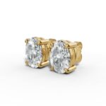 Oval Lab-Grown Diamond Basket-Set Stud Earrings W/ Claw Prongs - Image 2
