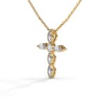 Round and Marquise Lab-Grown Diamond Cross Pendant - Image 2
