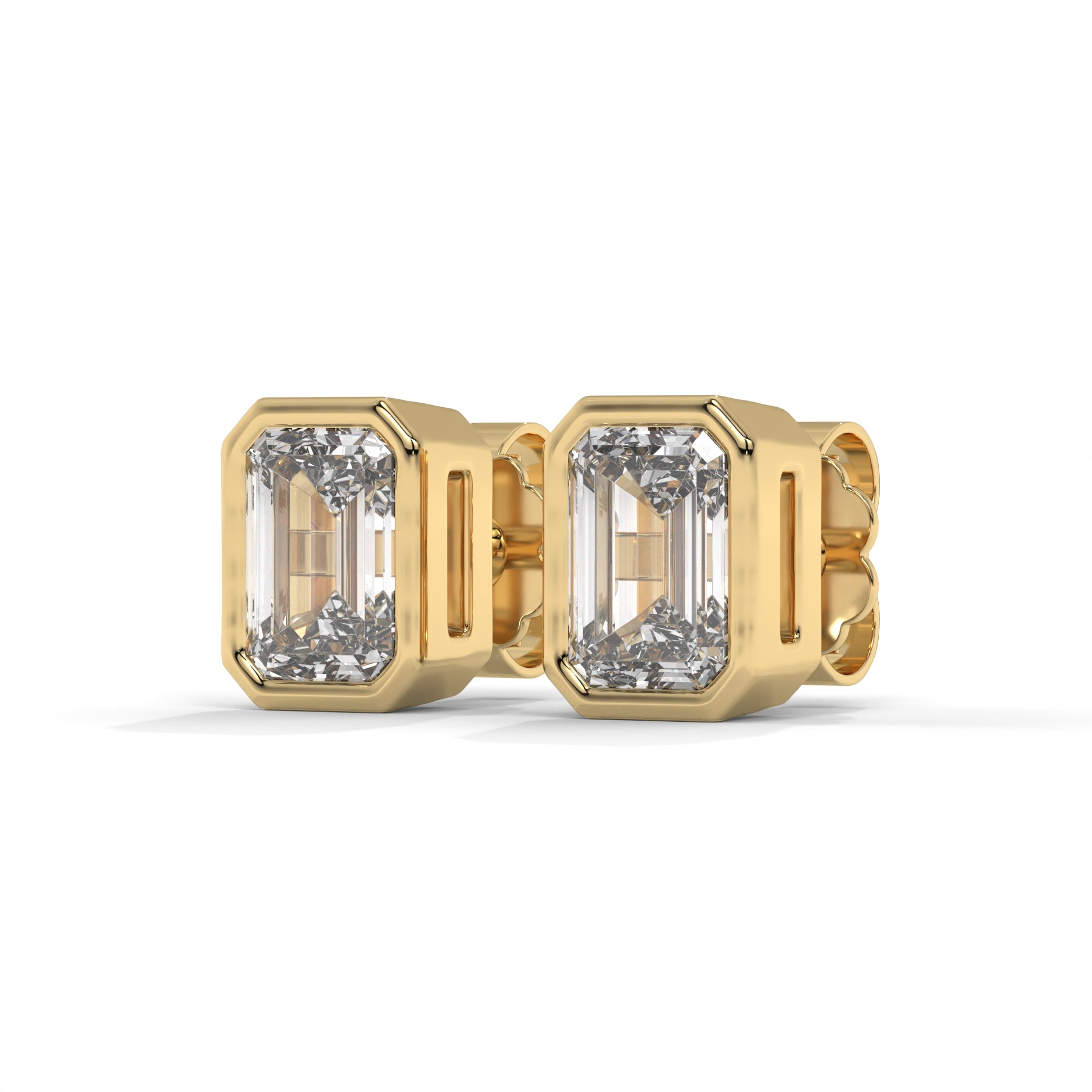 1.00 CTW Emerald Lab-Grown Diamond Bezel-Set Stud Earrings – E–F VS1/VS2, 14K / 18K Gold Options