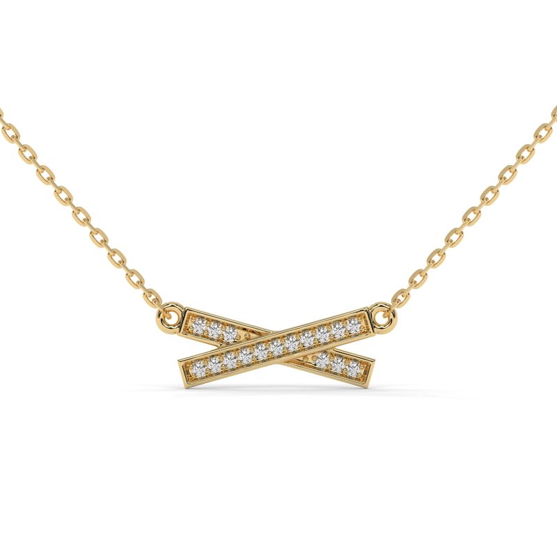 0.068 CTW Round Lab-Grown Diamond X-Shaped Pendant in 14K / 18K Gold Options 0.068 CTW Round Lab-Grown Diamond X-Shaped Pendant in 14K / 18K Gold Options