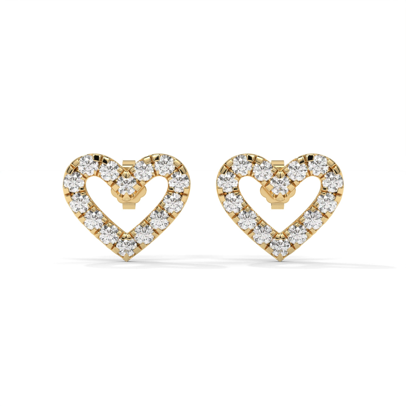 Heart Lab-Grown Diamond Pave-Set Stud Earrings – E–F VS1/VS2, 14K / 18K Gold Options