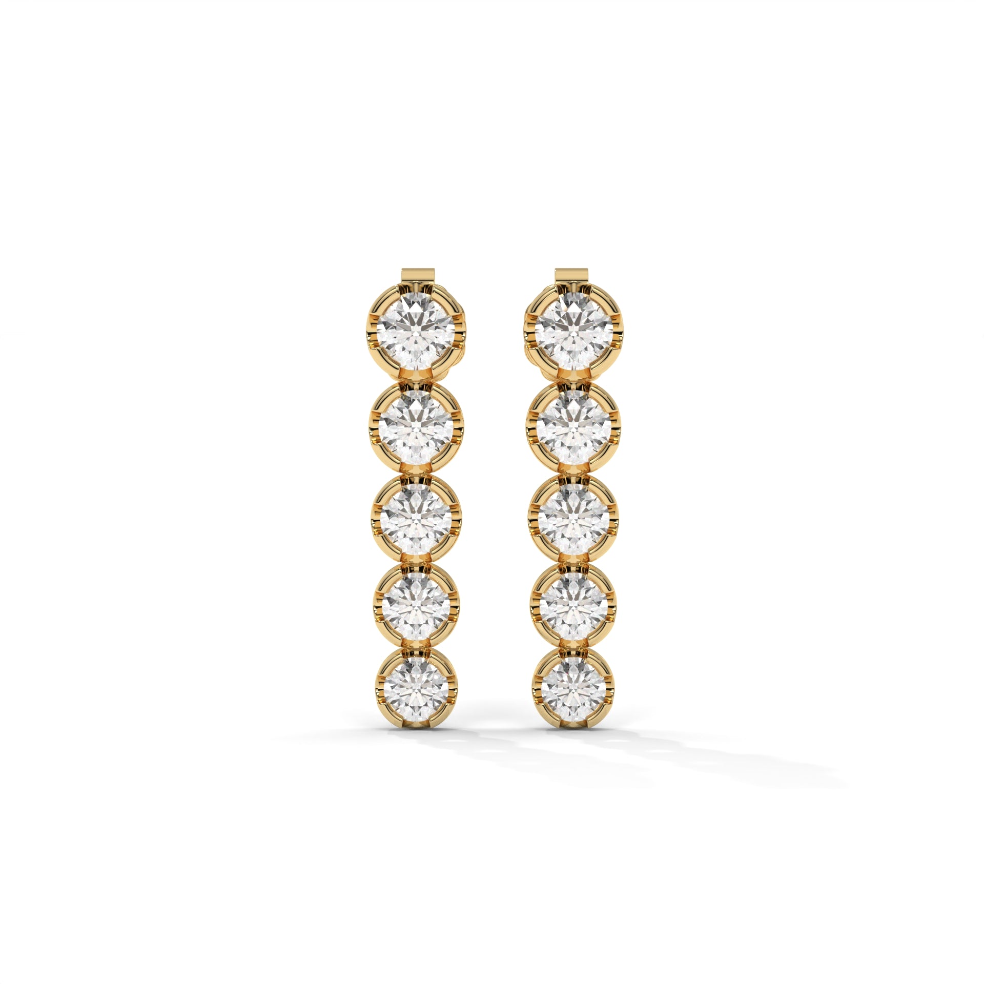 Line Lab-Grown Diamond Pave Stud Earrings – E–F VS1/VS2, 14K / 18K Gold Options