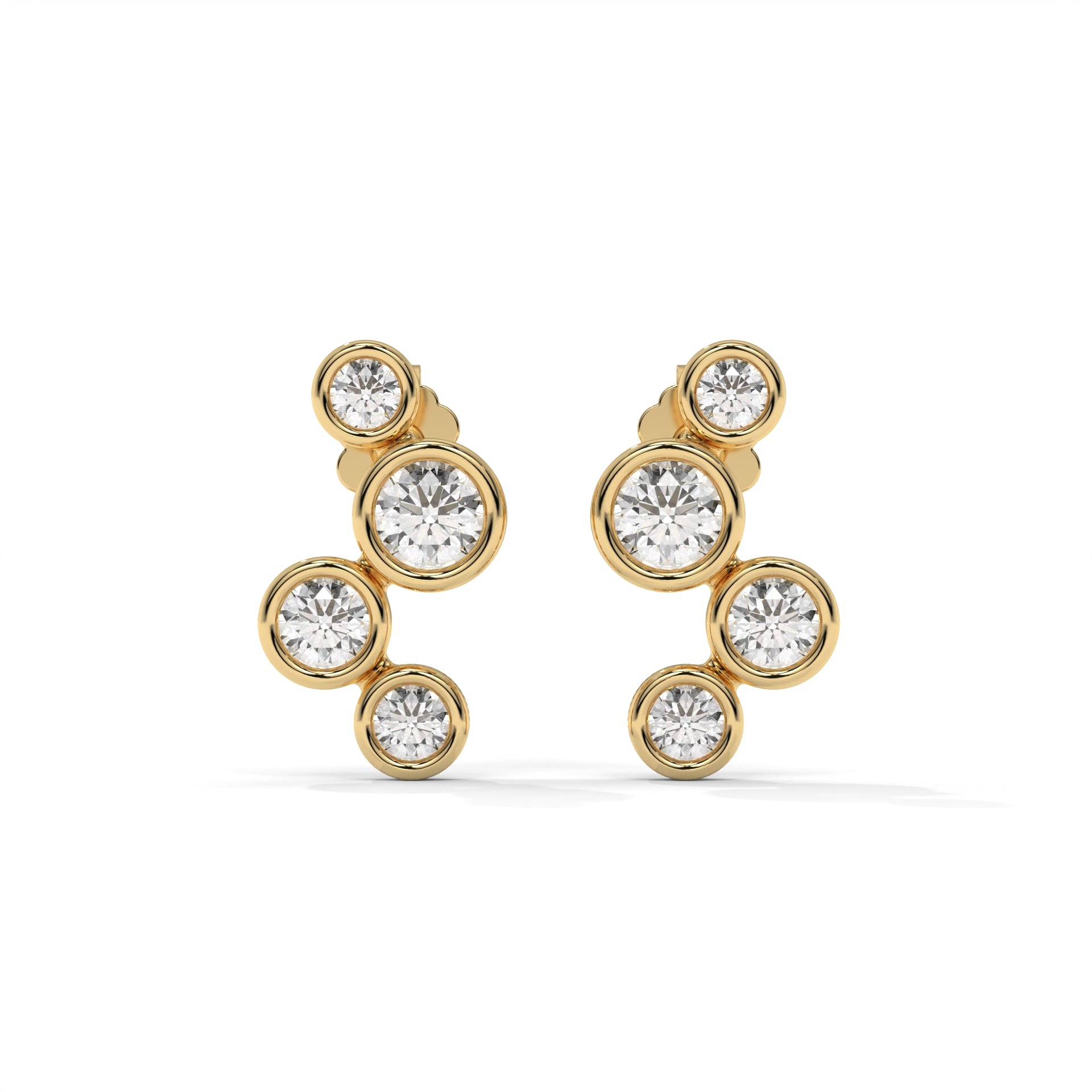 0.45 CTW Round Lab-Grown Diamond Bezel-Set Stud Earrings – E–F VS1/VS2, 14K / 18K Gold Options