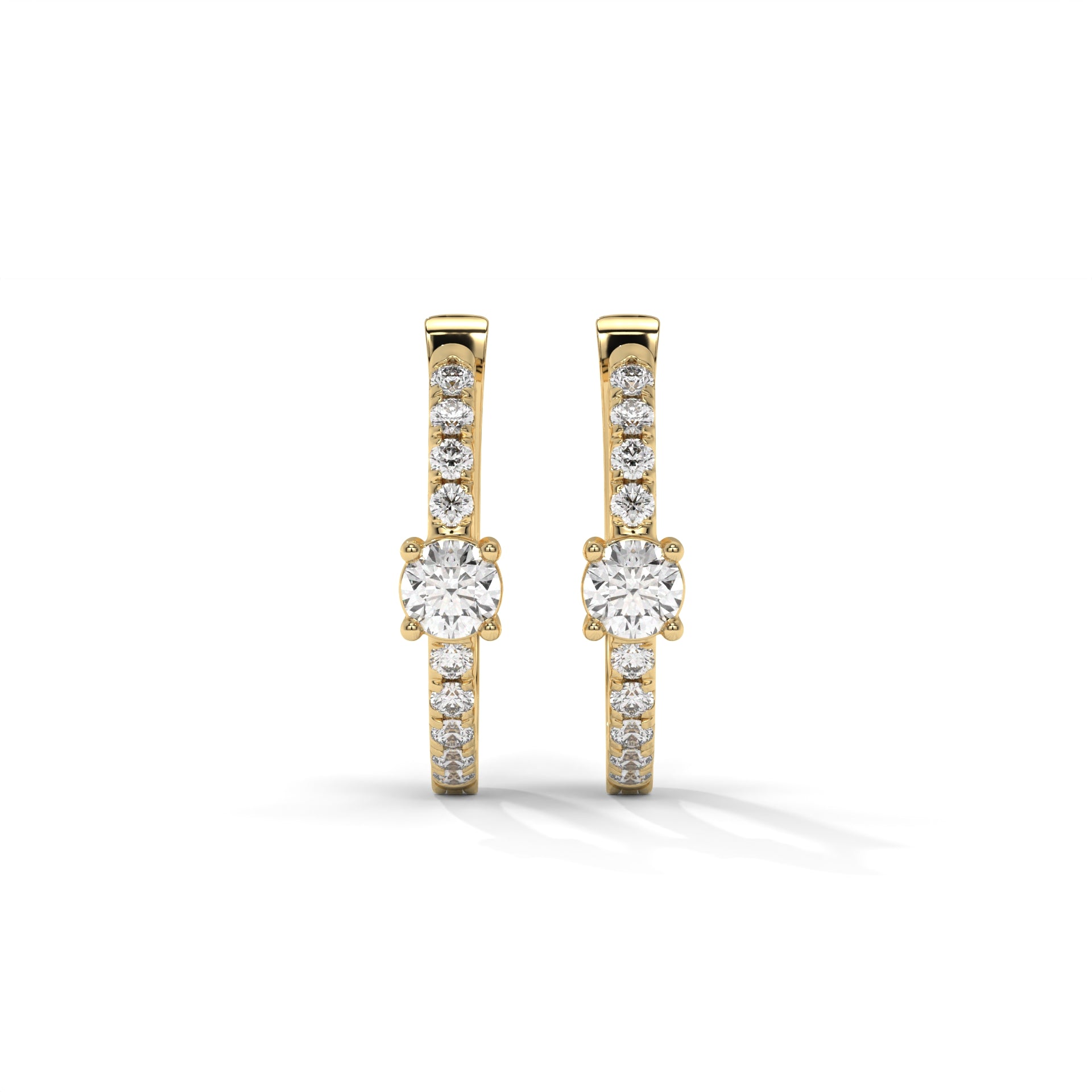 Hoop Lab-Grown Diamond Pave Stud Earrings – E–F VS1/VS2, 14K / 18K Gold Options