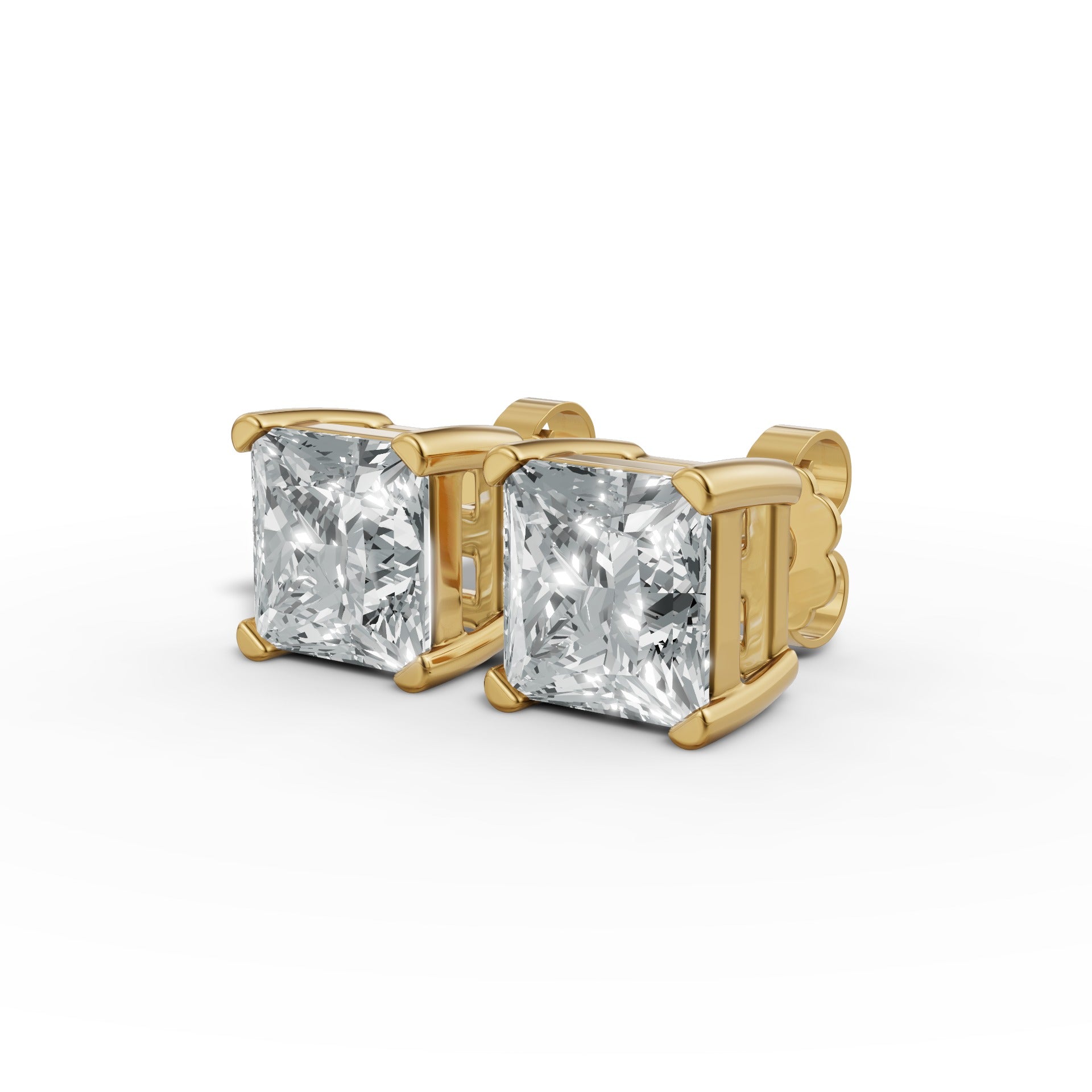 1.00 CTW Princess Lab-Grown Diamond Basket-Set Stud Earrings – E–F VS1/VS2, 14K / 18K Gold Options