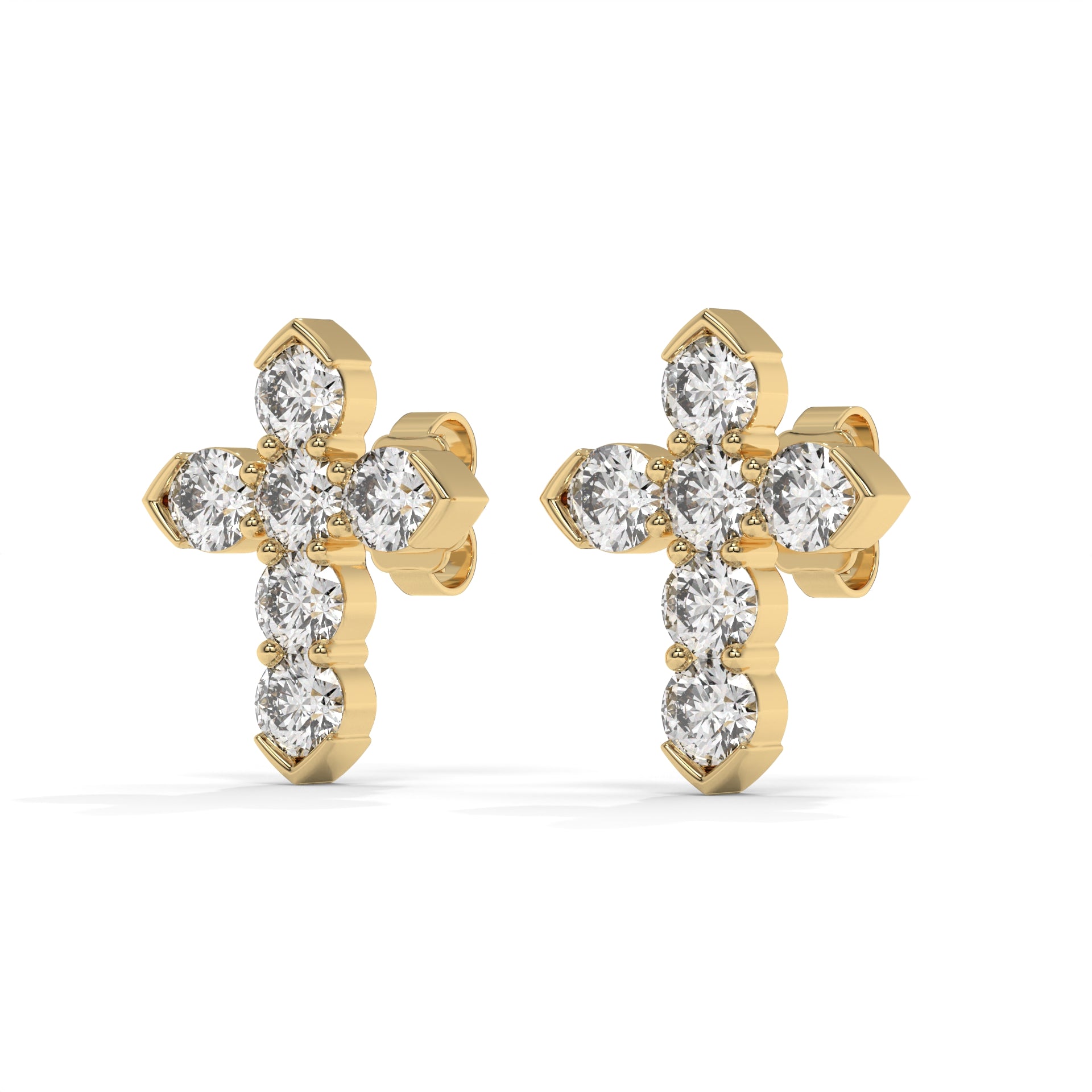 Cross Lab-Grown Diamond Pave Stud Earrings – E–F VS1/VS2, 14K / 18K Gold Options