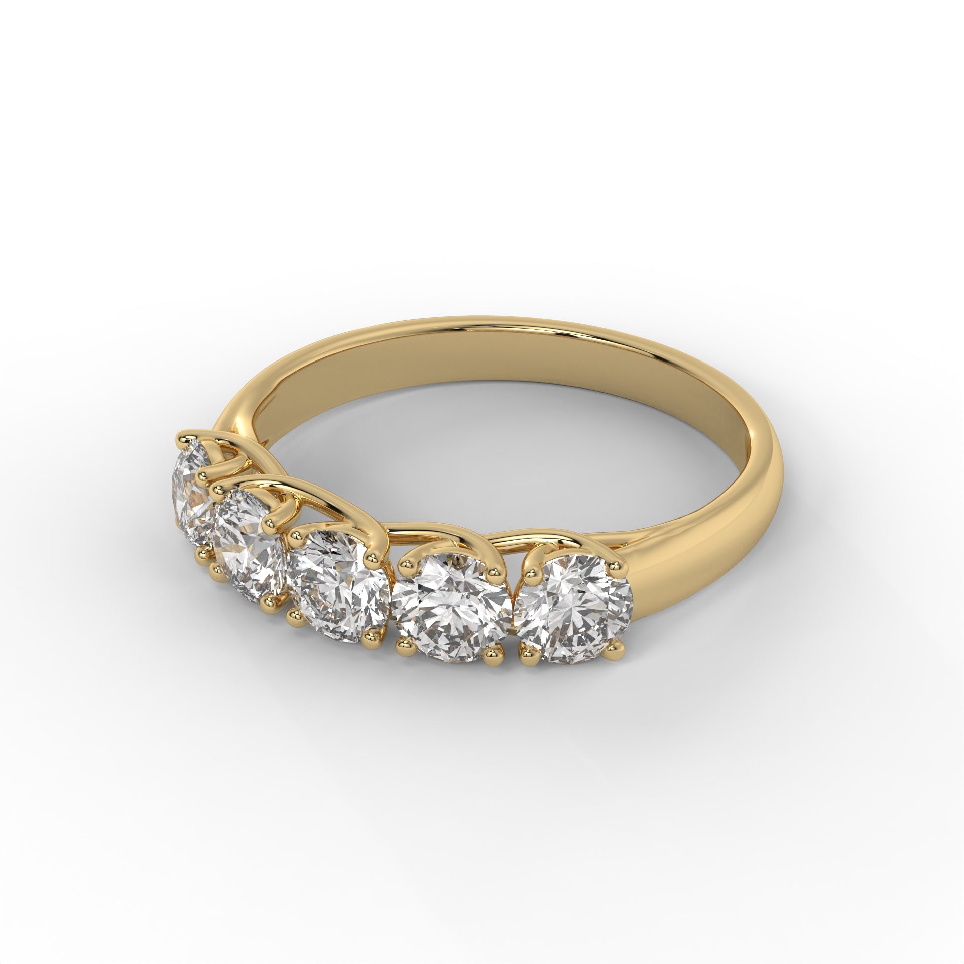 2.3MM 5 Stone Round Lab Diamond Wedding Band – 14K Gold