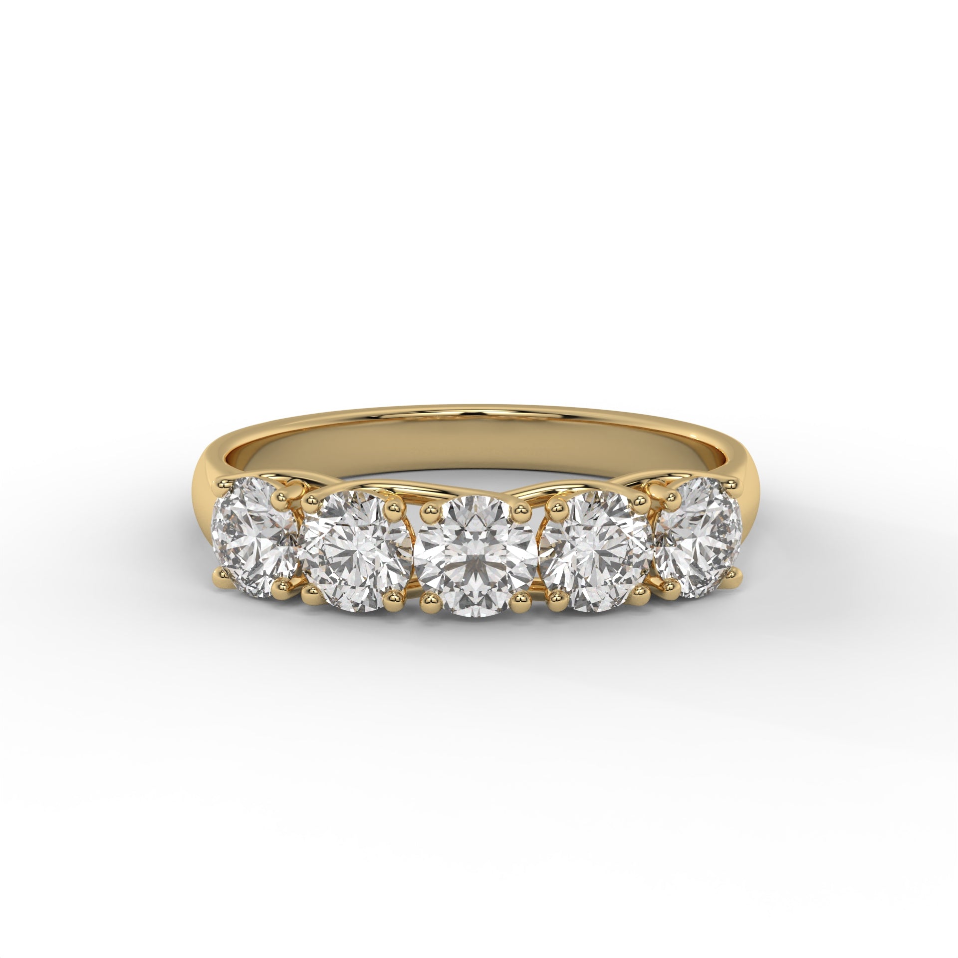 2.3MM 5 Stone Round Lab Diamond Wedding Band – 14K Gold