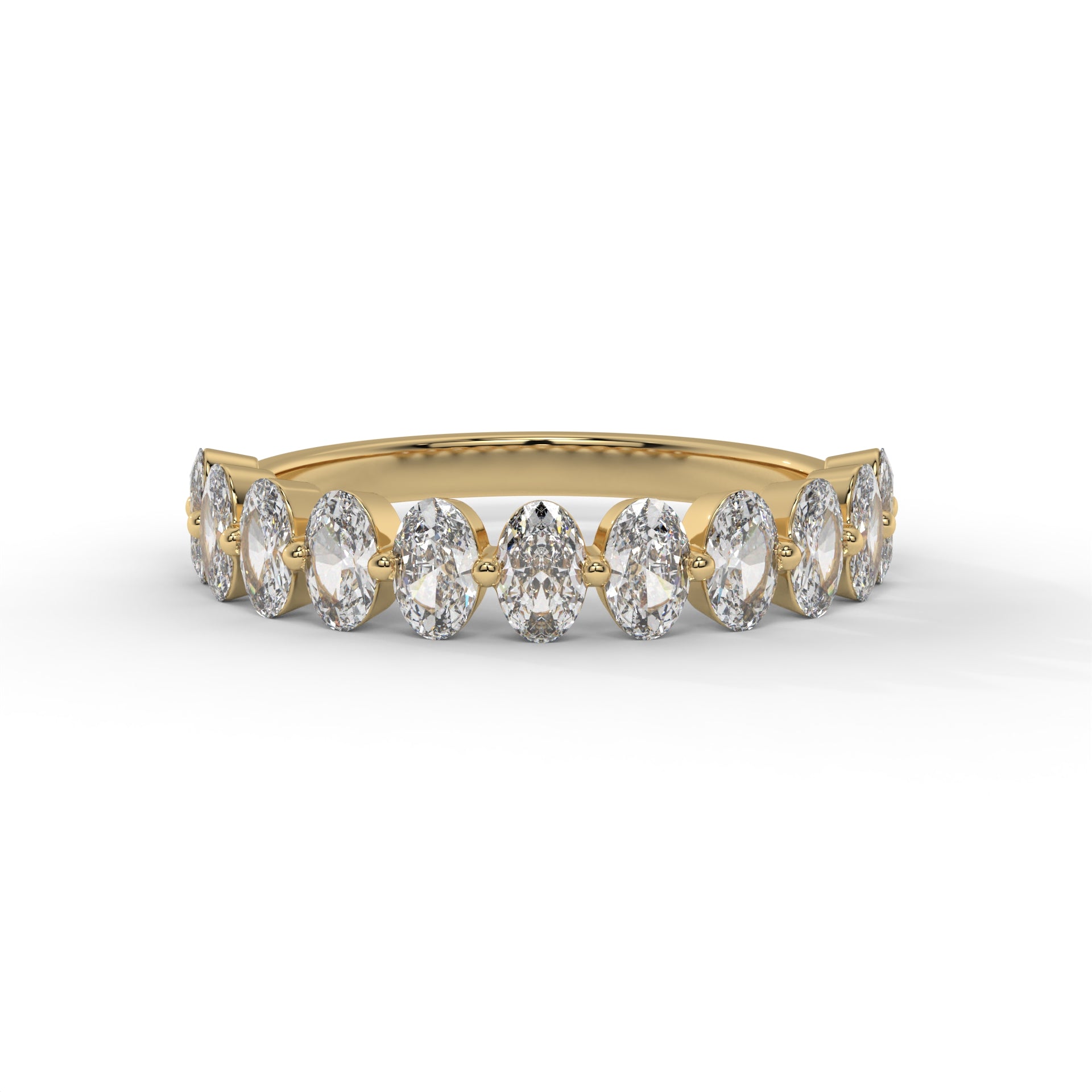 4MM Oval Floating Lab Diamond Wedding Band – 14K Gold (1.10CTW) 4MM Oval Floating Lab Diamond Wedding Band – 14K Gold (1.10CTW)