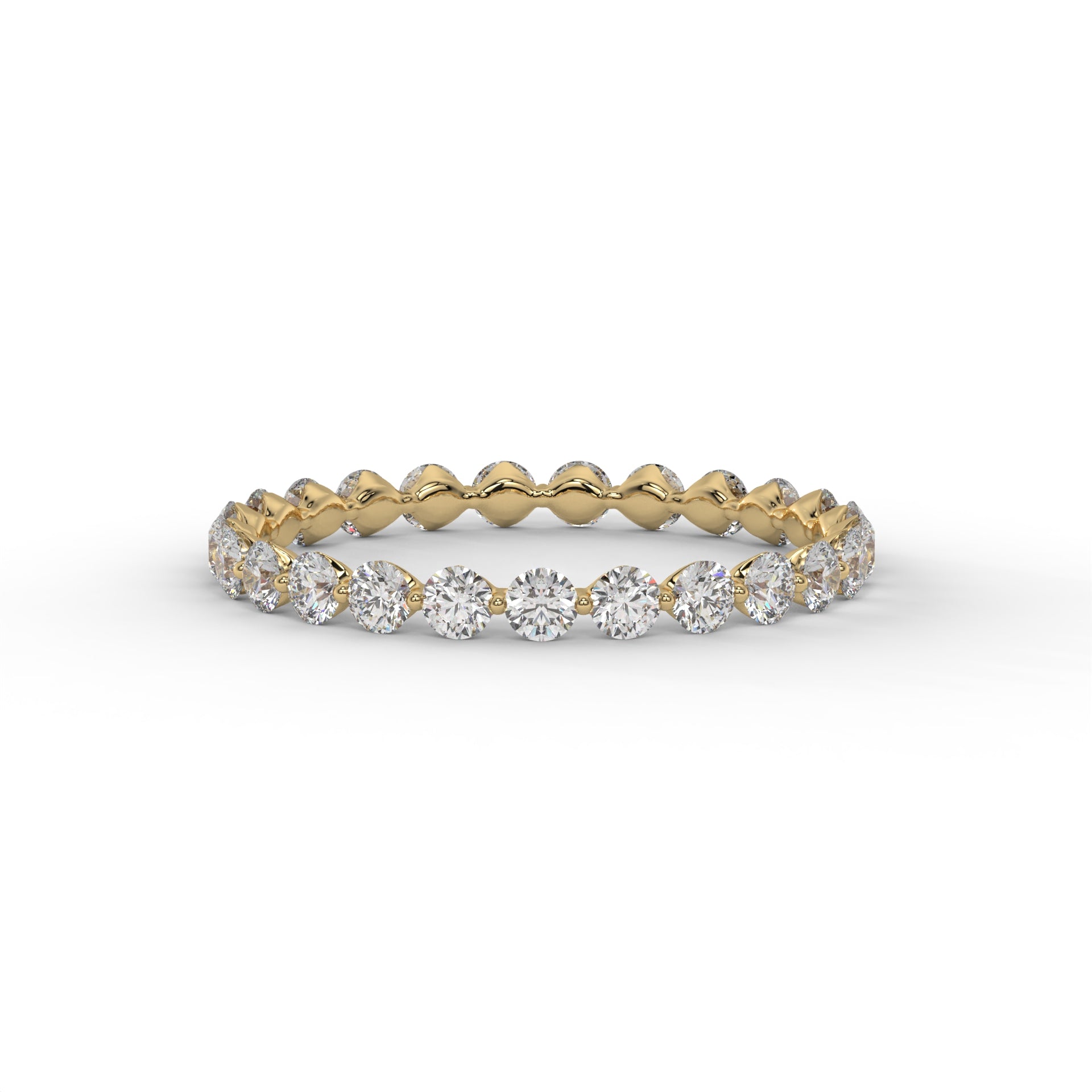 Round Floating Lab Diamond Wedding Band – 14K Gold (1CTW)