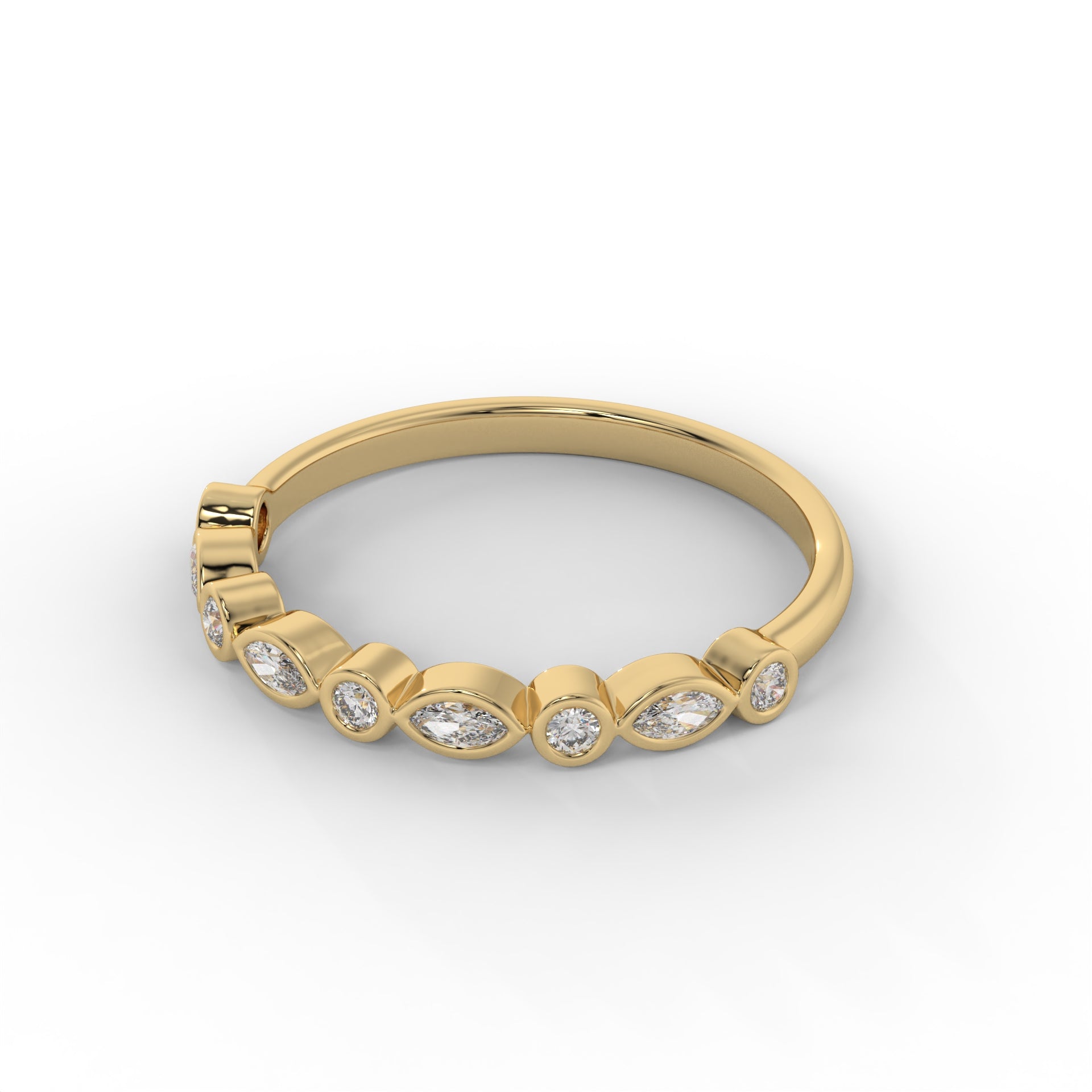 2MM Marquise & Round Bezel Lab Diamond Wedding Band – 14K Gold (.25CTW)
