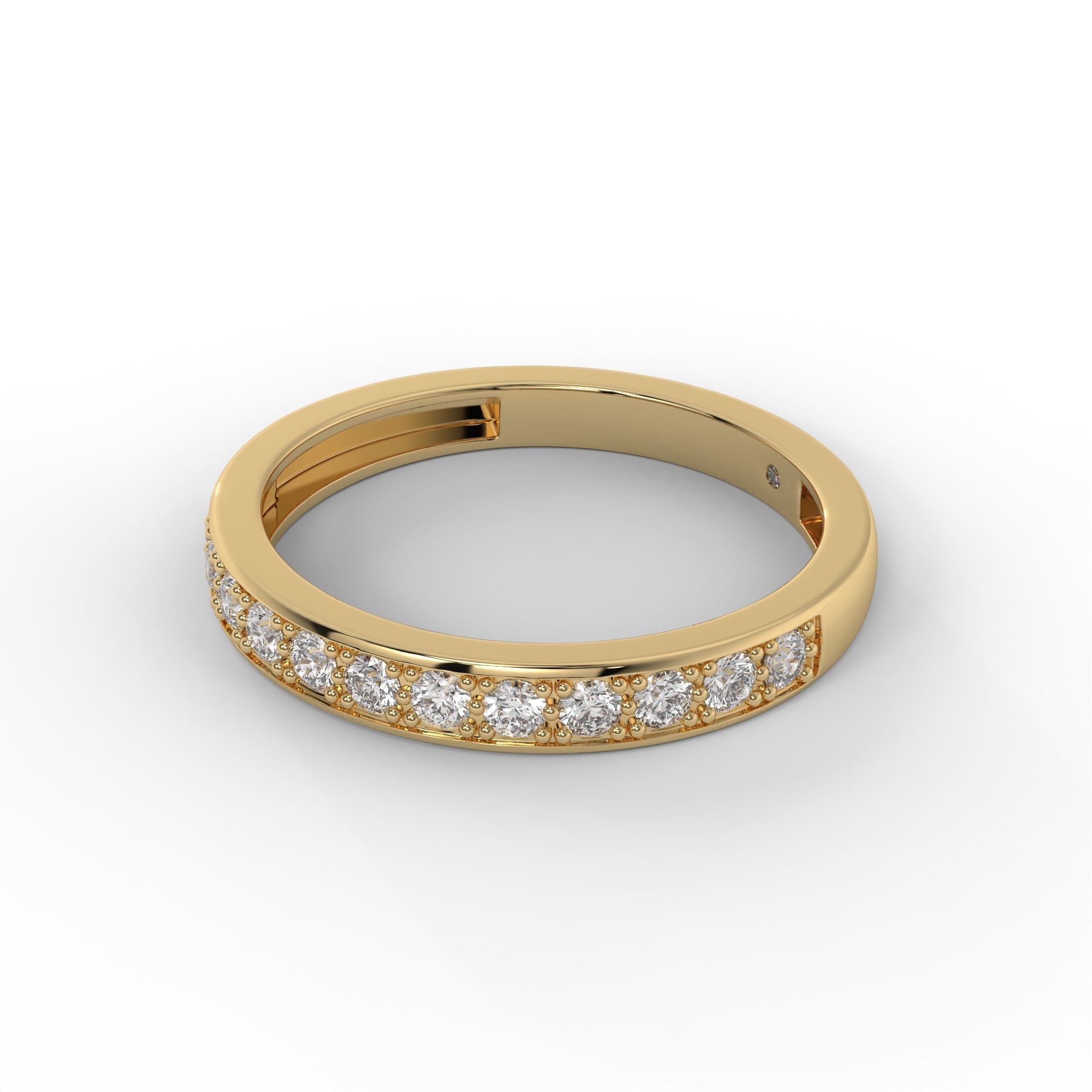 3MM Mill Grain Round Lab Diamond Wedding Band – 14K Gold