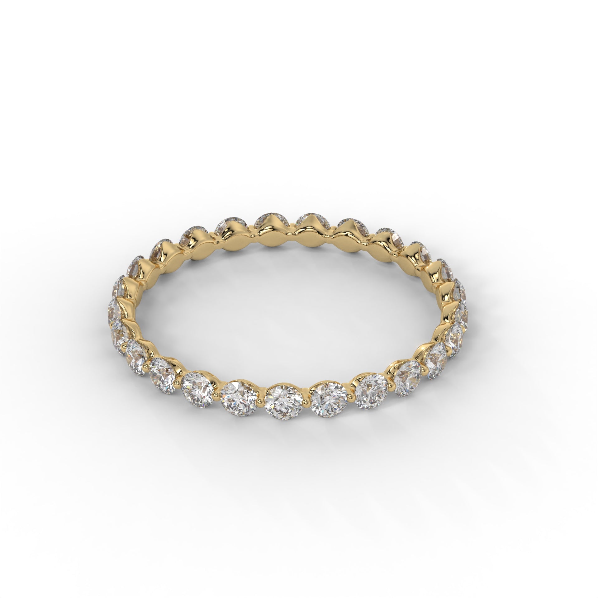 Round Floating Lab Diamond Wedding Band – 14K Gold (1CTW)