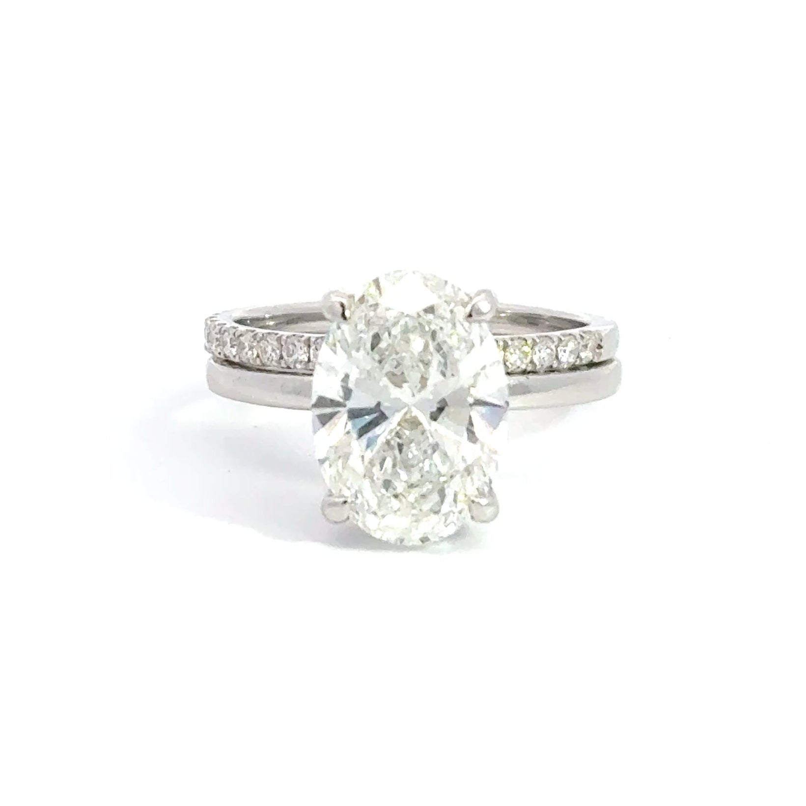 4CT OVAL WEDDING SET - 14K White - READY TO SHIP