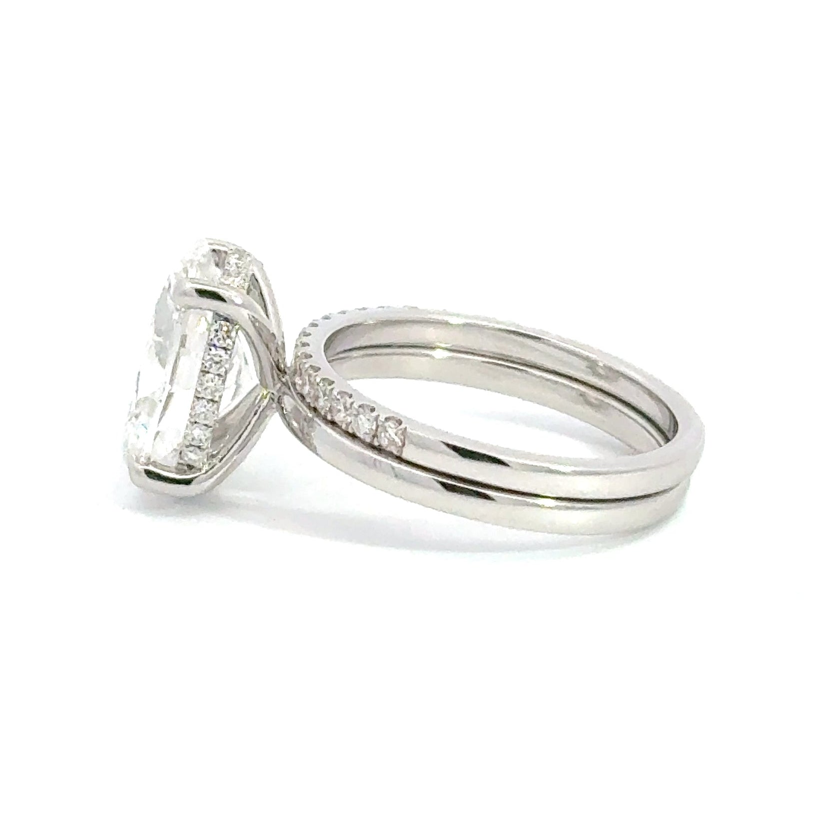 4CT OVAL WEDDING SET - 14K White - READY TO SHIP